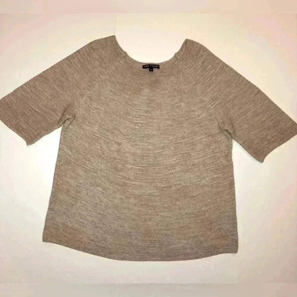 Cable & Gauge Womens Tan Short Sleeve Sweater Size XL
